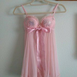 Victoria's secret firework babydoll lingerie bra top bedazzled pink 34B